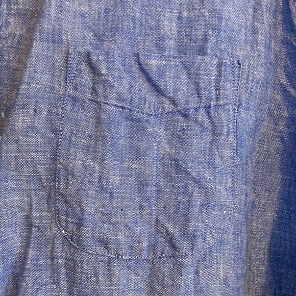 Lands End Blue Traditional Fit Linen Short Sleeve Classic Button Down Shirt XL - Picture 12 of 16